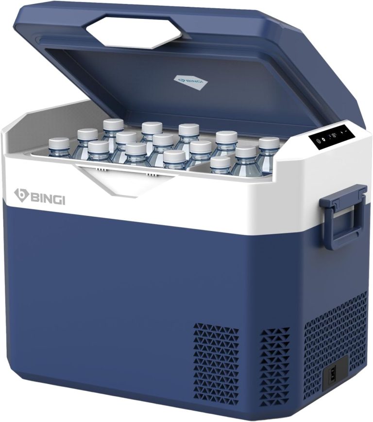 BINGI Glacière Electrique Voiture 30L à Compression, -18 °C à +15 °C, 12V/24V/220V, écran tactile