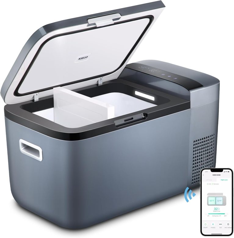 ICECO GO20 Réfrigérateur portable à double zone 12V avec compresseur SECOP, DC 12/24V, AC 100-240V, -17,8°C à 10°C