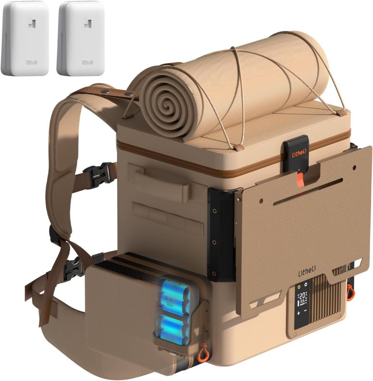 LiTHELi Réfrigérateur de voiture et glacière électrique portable Frozen Pack 12V, 20L avec 2 batteries U20, -20 à 20°C, format sac à dos
