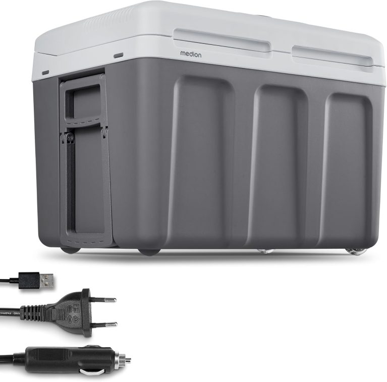 MEDION Glacière Mobile avec Fonction Chauffage, 2 en 1 Refroidissement et Chauffage, 40 litres, USB, Adaptateur 230V et 12V, Roulettes