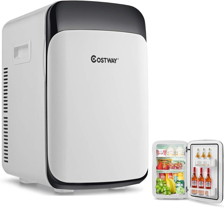 COSTWAY Mini Frigo 15L Mini Réfrigérateur 2 en 1 Fonction de Refroidissement et de Chauffage, Température -3°C à 50°C, Frigo Portable pour Maison/Voiture